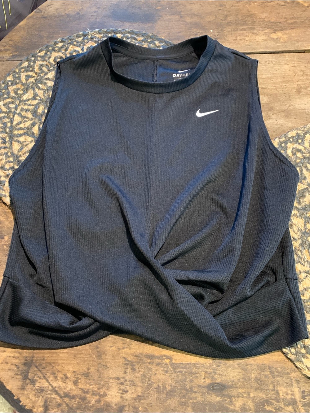 Nike Black Sleeveless Dri-FIT Twist-Front Tank